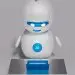 a white robot sitting on top of a table
